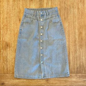 SHEIN Women’s Button Front Denim Midi Skirt